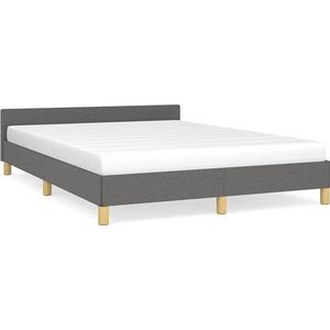 vidaXL-Bedframe-met-hoofdeinde-stof-donkergrijs-140x190-cm