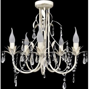 Kristallen Kroonluchter met Wit Elegant Design (5 Lampen)