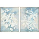 Schilderij DKD Home Decor 90 x 4 x 120 cm Blad van een plant Scandinavisch (2 Stuks)