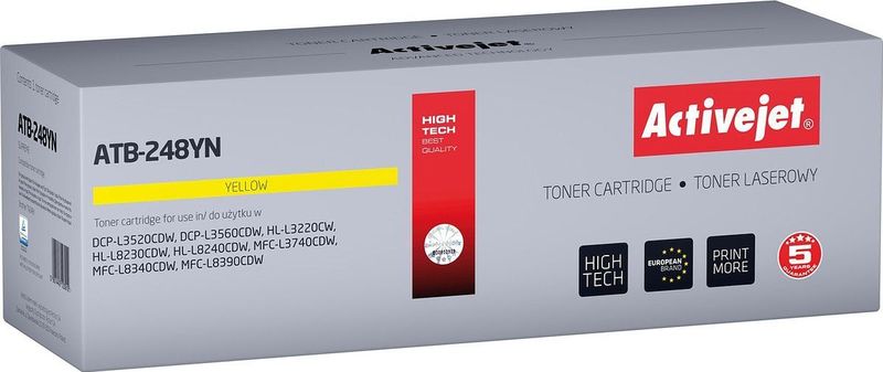 Activejet ATB-248YN toner voor Brother printers; Vervanging Brother TN248Y; Supreme; 1000 pagina's; geel)