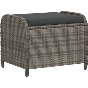 vidaXL - Tuinkruk - met - kussen - 58x46x46 - cm - poly - rattan - grijs