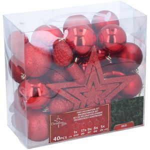 Kerstballen Set Rood 40 Stuks -> Kerstballen Set Rood 40 Stuks