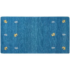 CALTI - Modern vloerkleed - Blauw - 80 x 150 cm - Wol