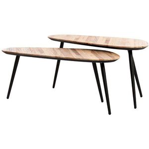 Light&living A - Salontafel S/2 84x39x34+84x39x39 cm VIEJO hout naturel+zwart