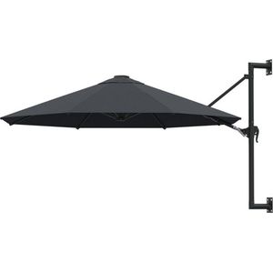 vidaXL - Wandparasol - met - metalen - paal - 300 - cm - antraciet