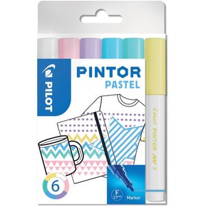 Pilot Pintor Pastel marker, fijn, blister van 6 stuks in geassorteerde kleuren