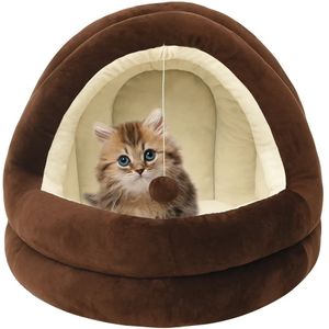 Kattenmand 40x40x35 cm bruin en crmekleurig