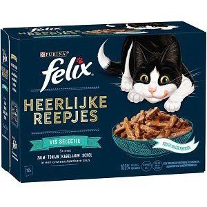 Felix - Heerlijke reepjes vis selectie 12x80g kattenvoer