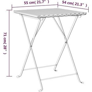 vidaXL - 3-delige - Bistroset - inklapbaar - poly - rattan - grijs