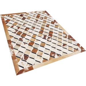 SERINOVA - Patchwork vloerkleed - Bruin - 160 x 230 cm - Koeienhuid