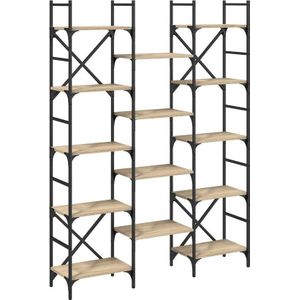 vidaXL - Boekenkast - 127,5x28,5x172,5 - cm - bewerkt - hout - sonoma - eikenkleurig