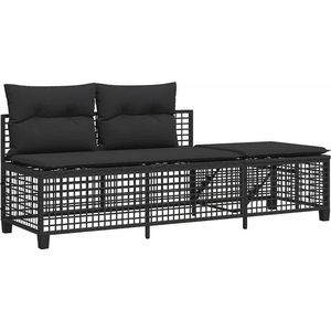 vidaXL - 3-delige - Loungeset - met - kussens - poly - rattan - zwart