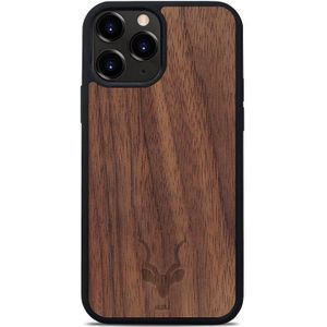 Kudu iPhone 14 Plus case - Houten backcover - Handgemaakt en afgewerkt met duurzaam TPU - Walnoot -