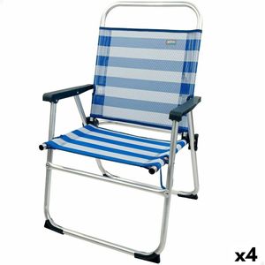 Strandstoel Aktive Blauw Wit 48 x 88 x 50 cm Aluminium Opvouwbaar (4 Stuks)