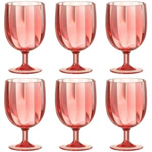 J-Line wijnglas - plastic - rood - 6 stuks