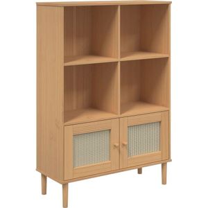 vidaXL - Boekenkast - SENJA - rattan-look - 90x35x130 - cm - grenenhout - bruin