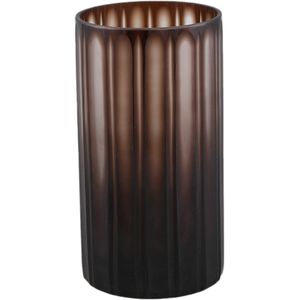 PTMD Linesa Brown Carved Glass Round Vase Matt Finish M