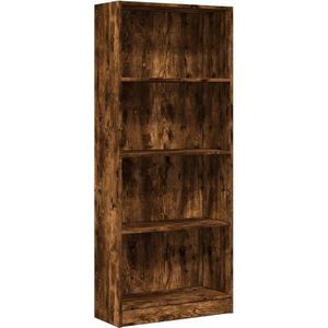 vidaXL - Boekenkast - 60x24x143 - cm - bewerkt - hout - gerookt - eikenkleurig