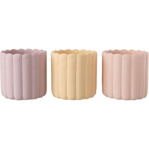 J-Line Bloempotten in keramiek | roze - geel - paars | 18x18xH17.5 cm - Set van 3