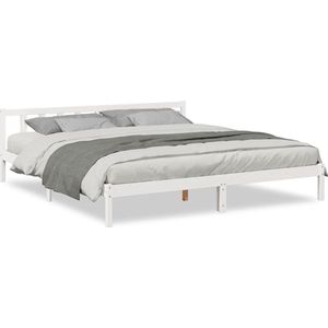 vidaXL - Bedframe - extra - lang - zonder - matras - grenenhout - wit - 200x210 - cm