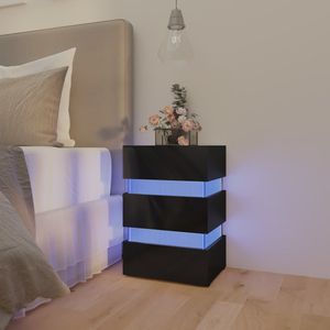 326846  Nachtkastje LED 45x35x67 cm bewerkt hout hoogglans zwart