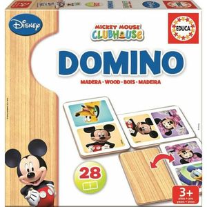 Educa Domino van hout - Mickey en Minnie - 28 delig - Vanaf 3 jaar
