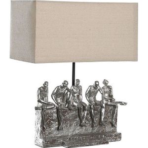 Bureaulamp DKD Home Decor 36 x 21,5 x 43 cm Zilverkleurig Beige Metaal Hars 220 V 50 W