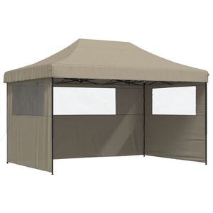 vidaXL - Partytent - inklapbaar - pop-up - met - 3 - zijwanden - taupe