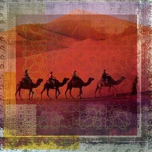 Arabische schilderij Herd Of Camels Oranje