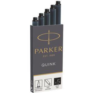 5 Inktpatronen Parker Quink zwart permanent