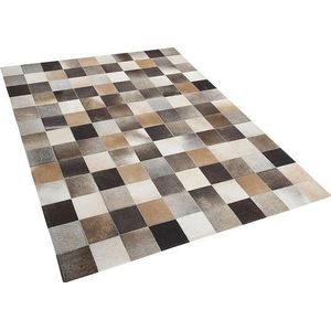 Beliani SOKE - Patchwork vloerkleed - Bruin - 200 x 300 cm - Koeienhuid leer