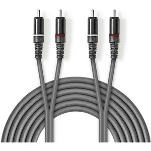 Stereo audiokabel | 2x RCA male - 2x RCA male | 1,5 m | Grijs Nedis