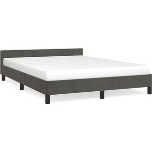 VidaXL Bedframe Hoofdeinde Fluweel Donkergrijs 140x190 cm