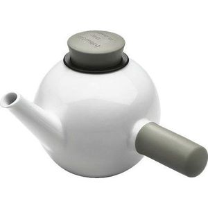 Qdo Theepot Porselein - Rond - Met Zijhandvat - 1 liter - Taupe