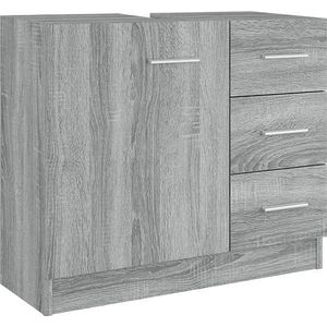 VidaXL Wastafelkast 63x30x54 cm - Bewerkt Hout - Grijs Sonoma Eikenkleurig