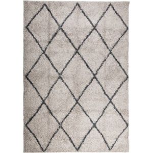 vidaXL-Vloerkleed-shaggy-hoogpolig-modern-140x200cm-beige-en-antraciet