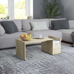 vidaXL - Salontafel - 90x45x35 - cm - bewerkt - hout - sonoma - eikenkleurig