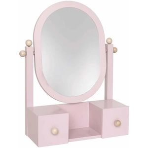 Jabadabado Houten Kaptafel met Make-up spiegel voor kinderen - Vrijstaand ovaal - Roze