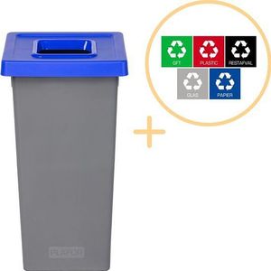 Plafor Fit Bin Prullenbak voor afvalscheiding 75L, Grijs/Blauw