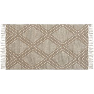 KACEM - Laagpolig Vloerkleed - Beige - 80 X 150 cm - Katoen