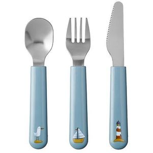 Mepal Mio kinderbestek – 3-delig, vork, mes en lepel – Roestvrij staal – Kinderservies – Sailors Bay