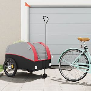 Fietstrailer 45 kg ijzer zwart en rood