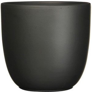 3 stuks - Mica Decorations - Bloempot Pot rond es/12 tusca 13 x 13.5 cm zwart mat Mica