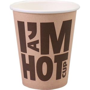 Depa® - ® | Koffiebeker | I´M a HOT cup | Karton + PE | 250ml | 8oz | 92mm | bruin | 1000 stuks