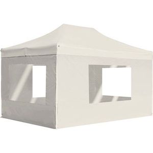 vidaXL - Partytent - inklapbaar - met - wanden - 4,5x3 - m - aluminium - crème