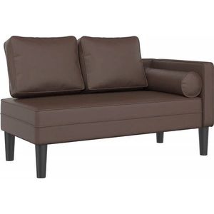 vidaXL - Chaise - longue - met - kussens - kunstleer - bruin