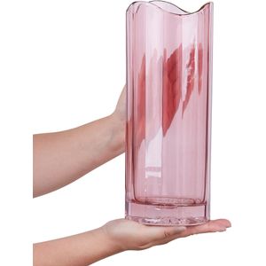 Beliani PERDIKI - Decoratieve Vaas - Roze - Glas