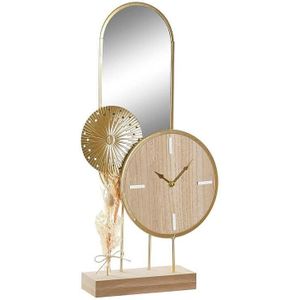 Bordsklocka DKD Home Decor Spiegel Natuurlijk Gouden Metaal MDF (26 x 8 x 53 cm)