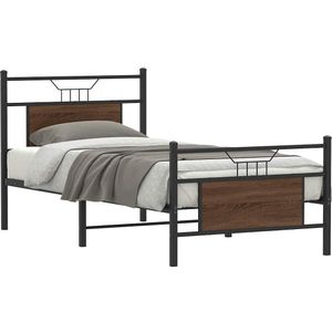 Bedframe zonder matras bewerkt hout bruin eikenkleur 90x190 cm