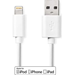 Sync and Charge-Kabel | Apple Lightning - USB-A Male | 2,0 m | Wit Nedis